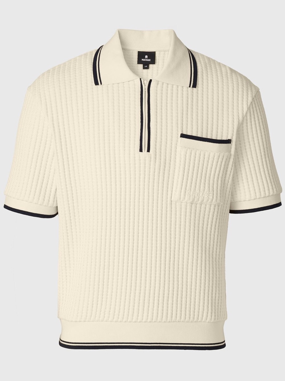 MACKAGE MEN ESTABAN CREAM NAVY XXL - BRAND NEW POLO 100% COTTON (END SUMMER SALE